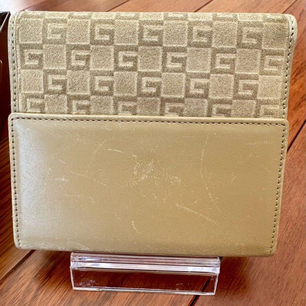 Gucci Vintage Tan Monogram Suede and Leather Bifold Wallet - Picture 6 of 16
